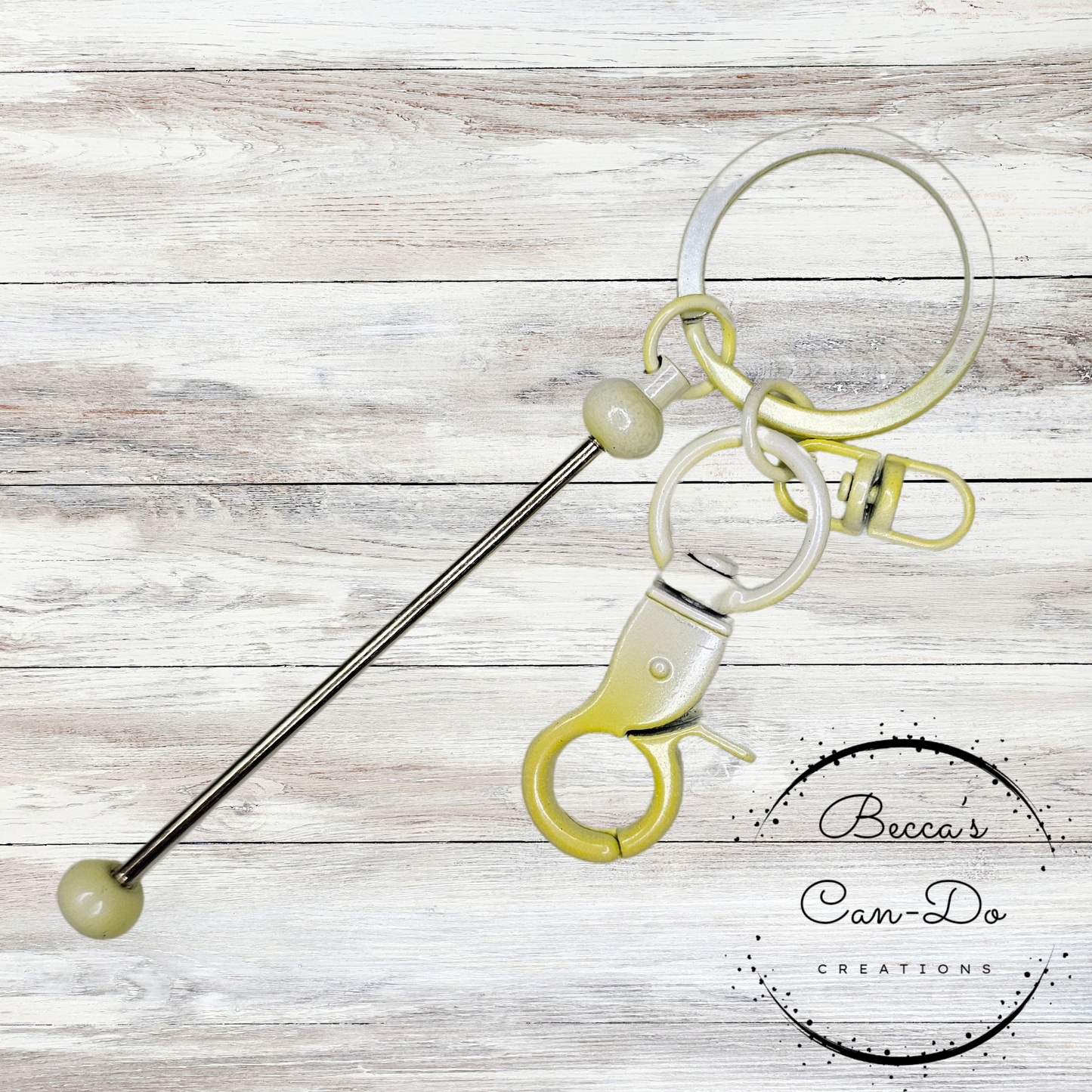 Beadable Keychain Bar - Light Yellow Iridescent Ombré