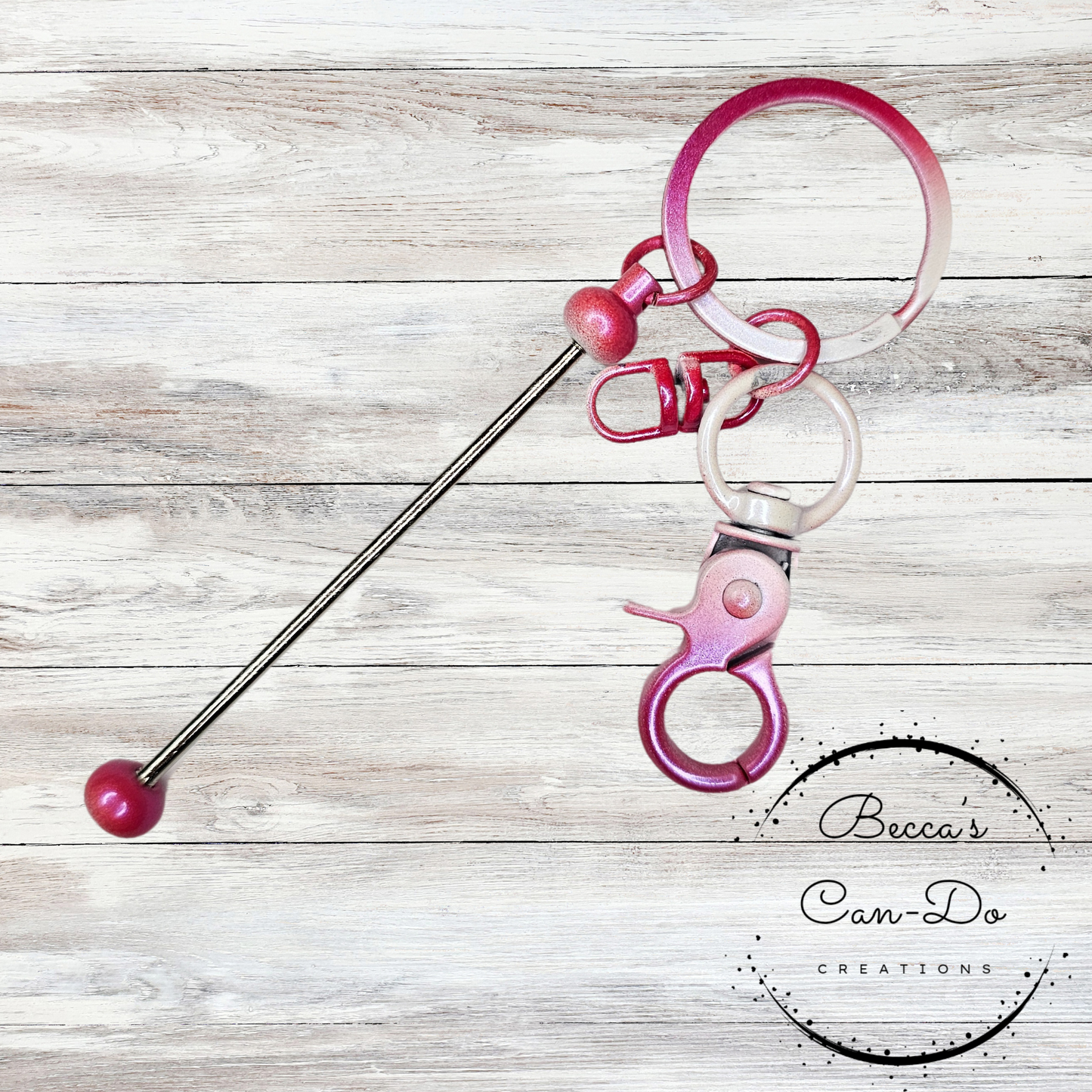 Beadable Keychain Bar - Red Iridescent Ombré
