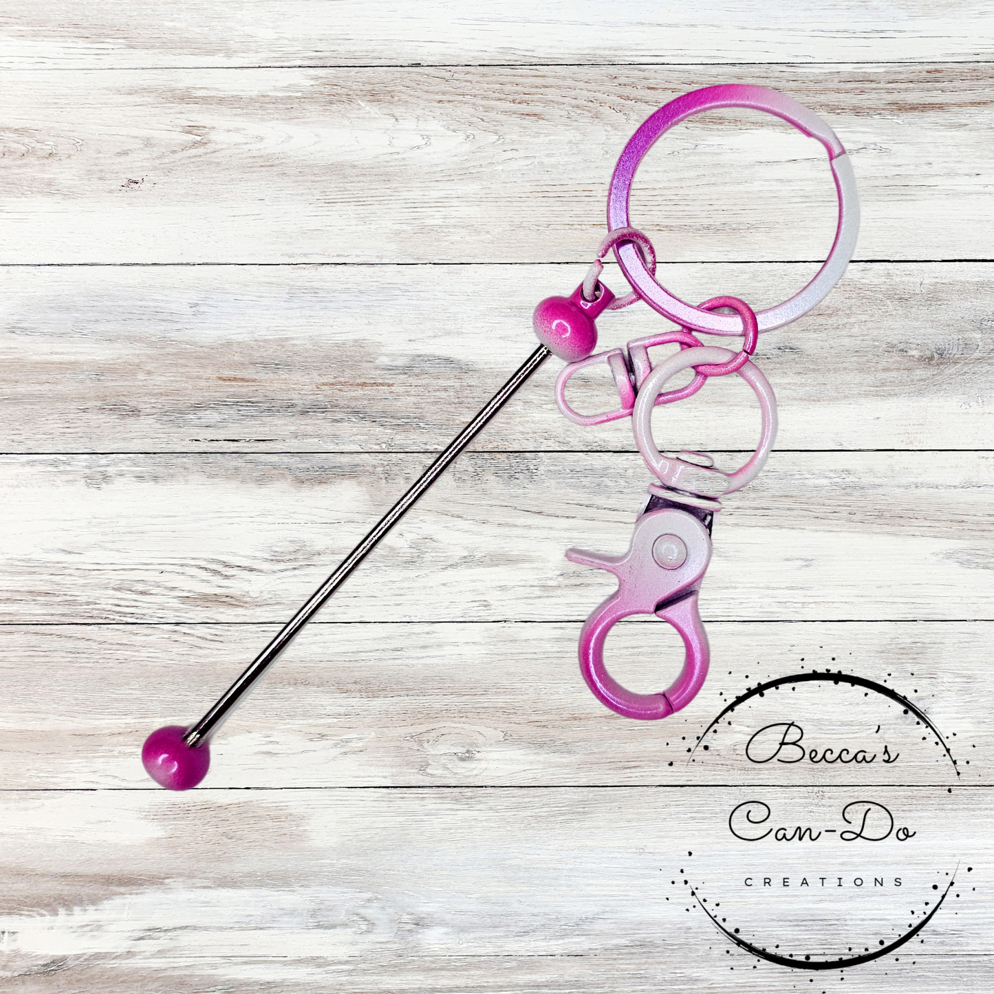 Beadable Keychain Bar - Pink Iridescent Ombré