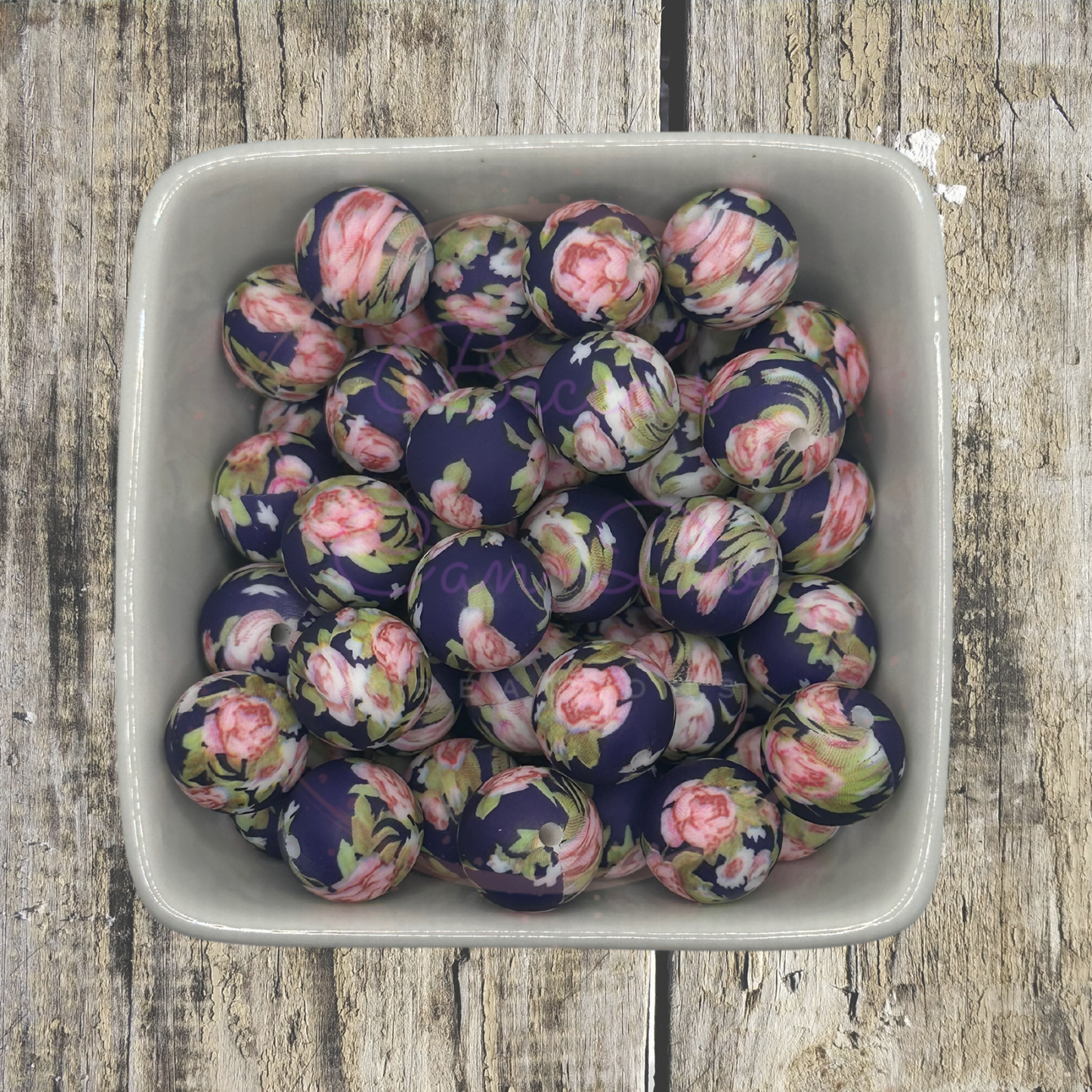 15mm Printed Silicone Bead - Midnight Passion