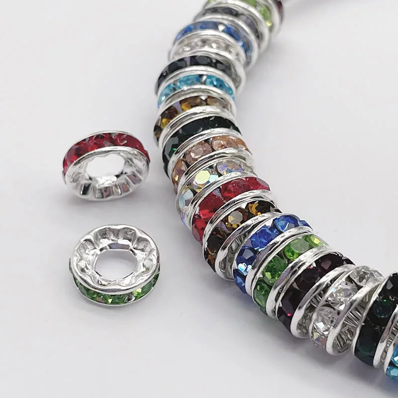 10mm Large Hole Rhinestone Spacer 25pk mix