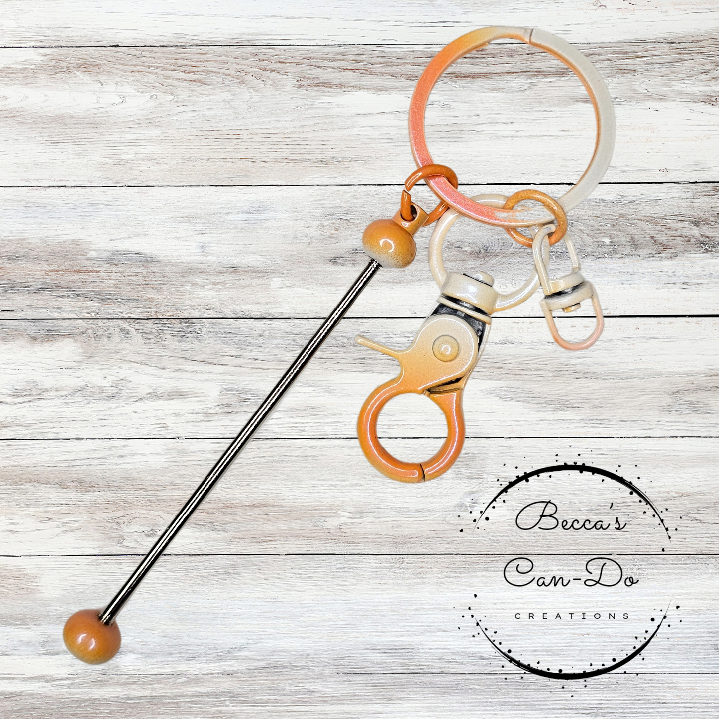 Beadable Keychain Bar - Orange Iridescent Ombré