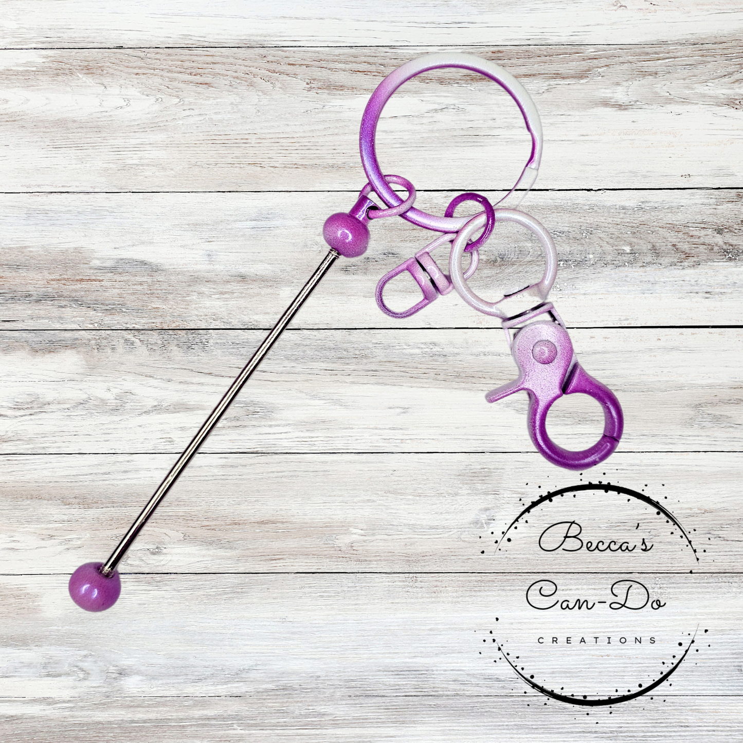 Beadable Keychain Bar - Purple Iridescent Ombré