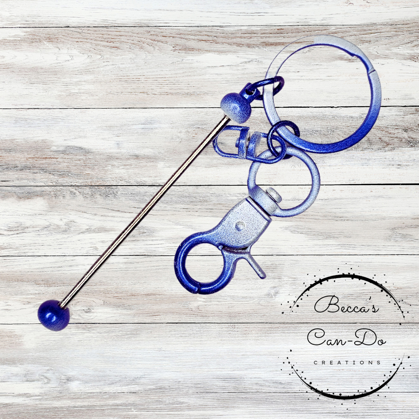 Beadable Keychain Bar - Blue Iridescent Ombré