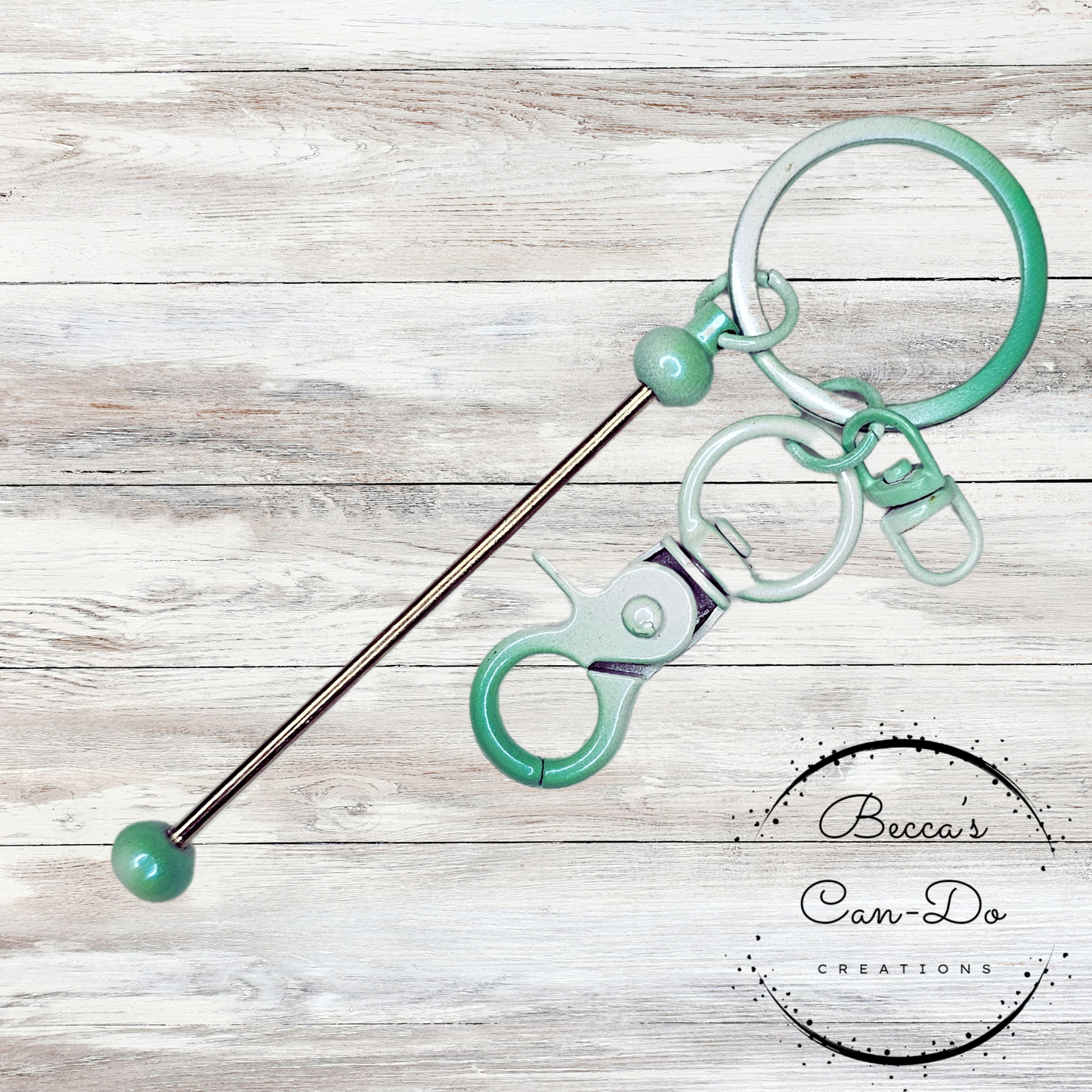 Beadable Keychain Bar - Turquois Iridescent Ombré