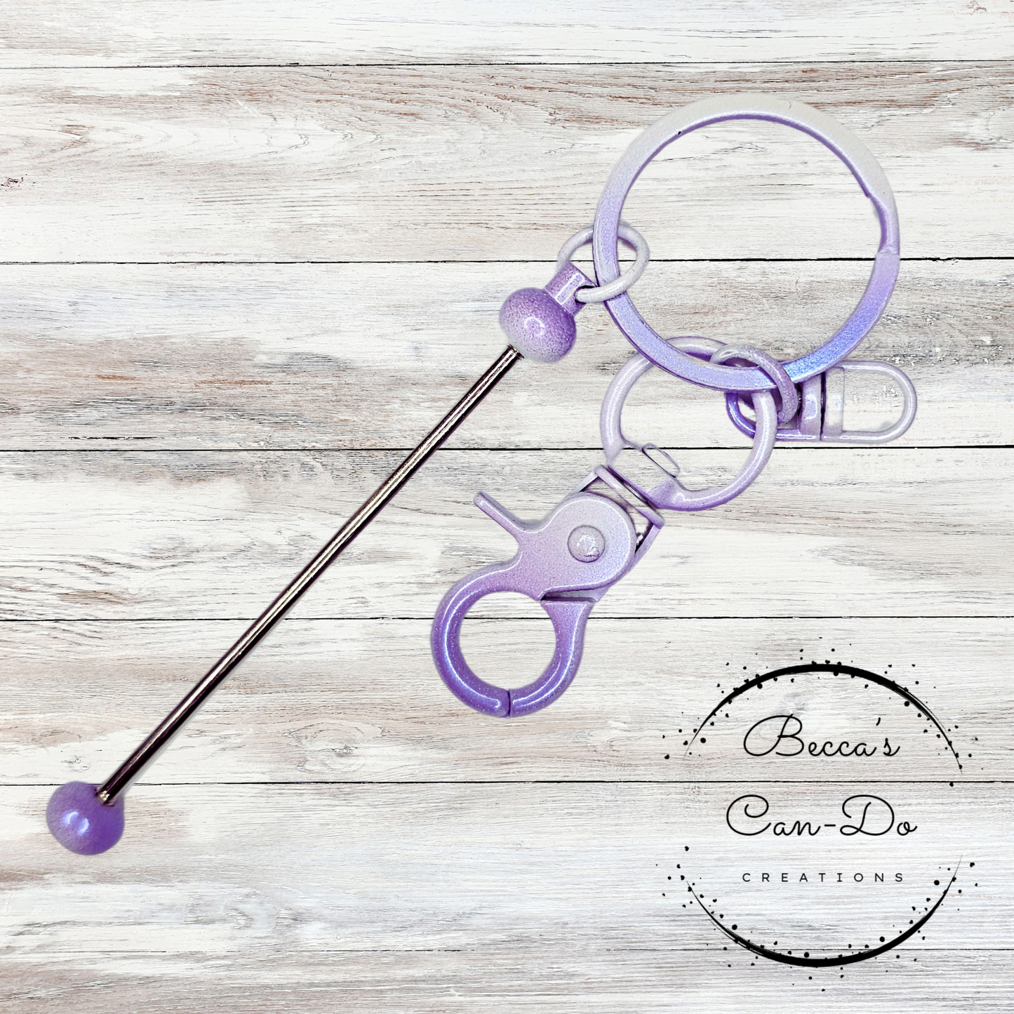 Beadable Keychain Bar - Lavender Iridescent Ombré