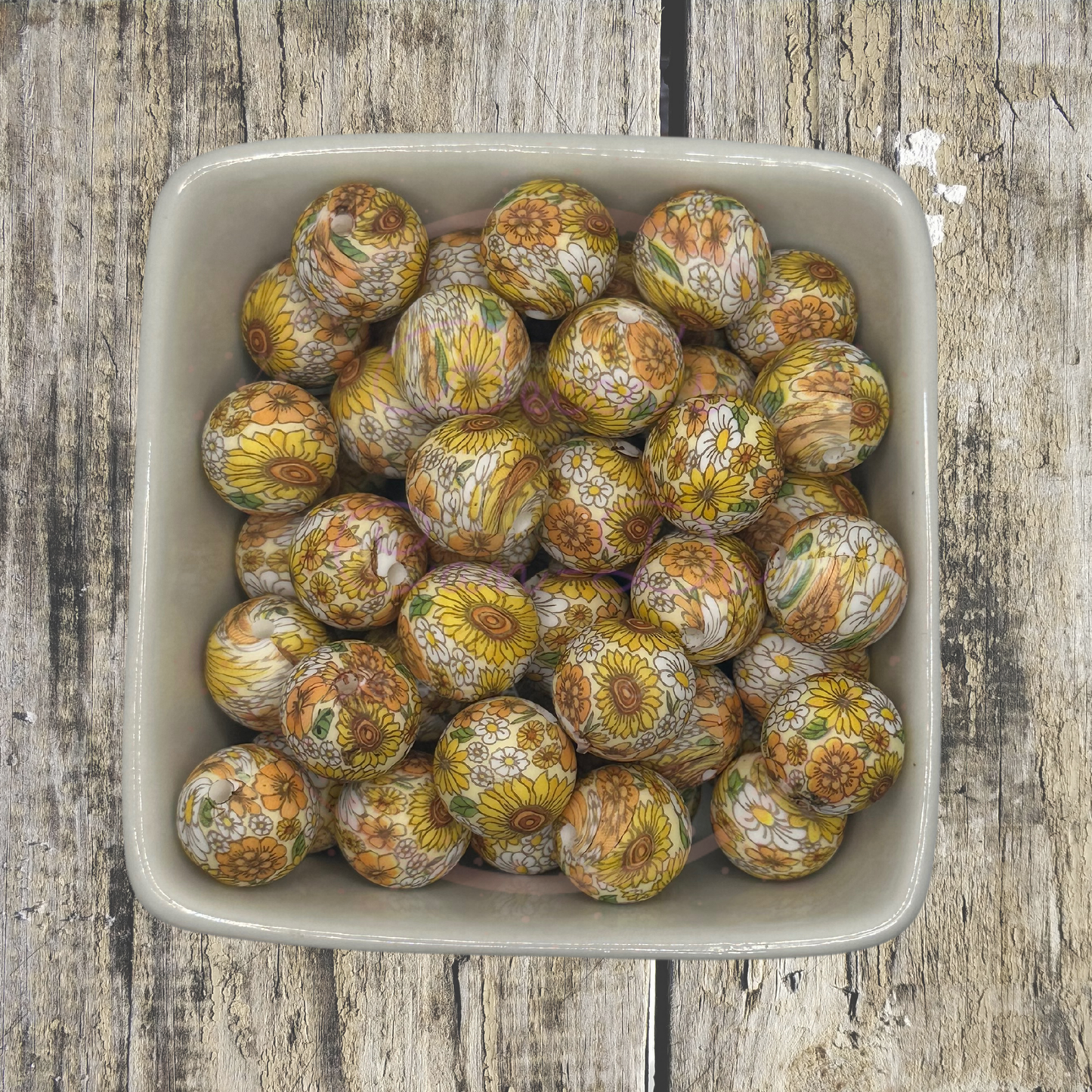 15mm Printed Silicone Bead - Hippie Days