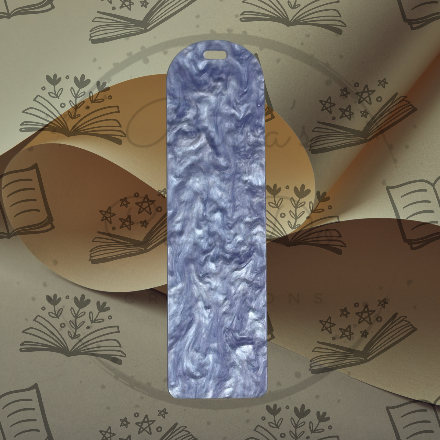 Pearlescent Periwinkle Acrylic Bookmark - Round Top