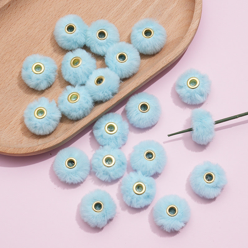 20mm Fluffy Pom Pom Spacers - Large Hole