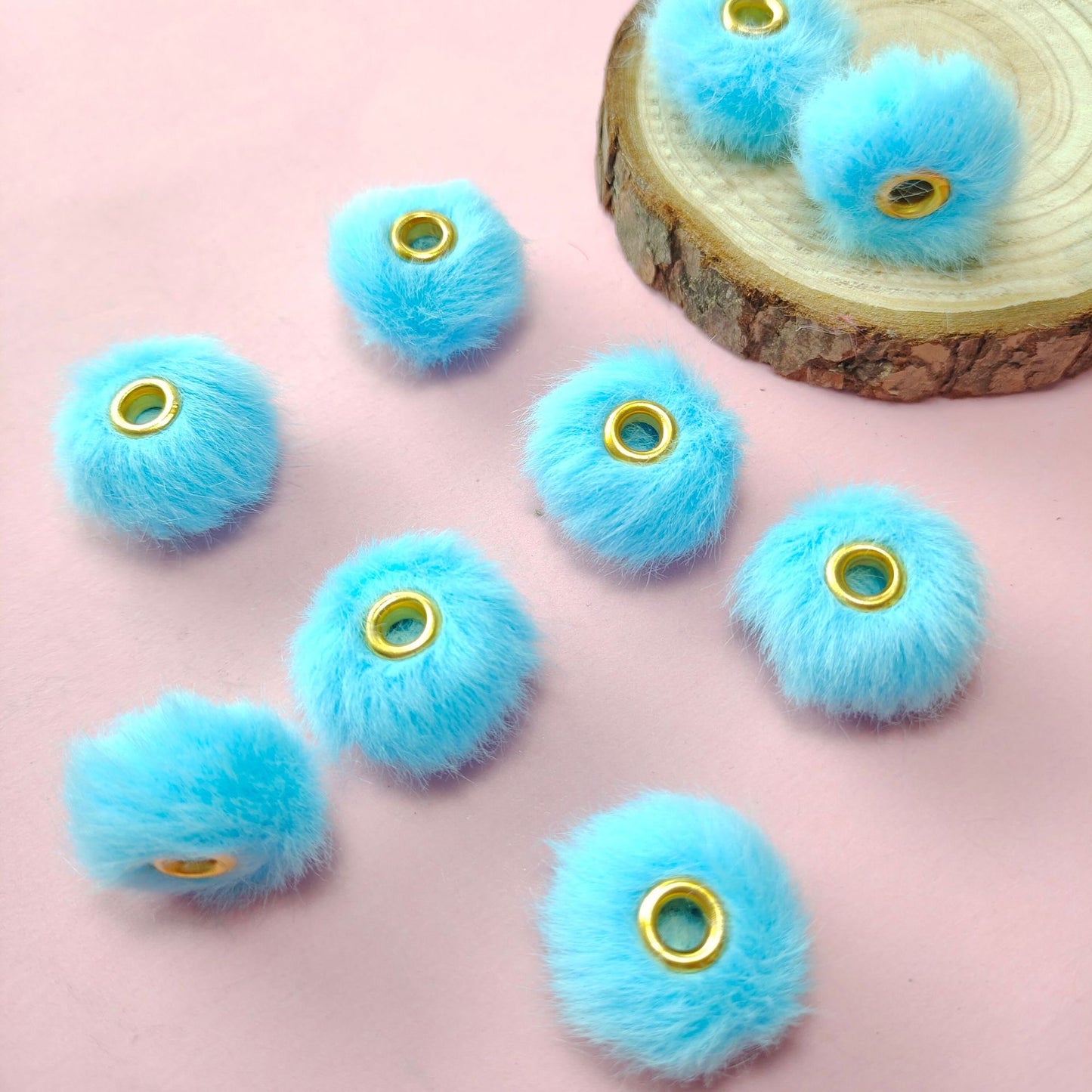 20mm Fluffy Pom Pom Spacers - Large Hole