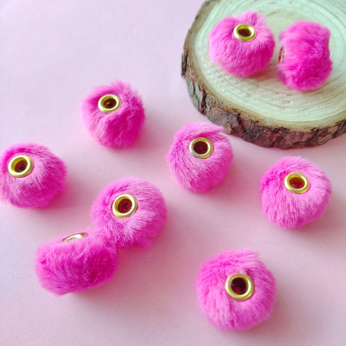 20mm Fluffy Pom Pom Spacers - Large Hole