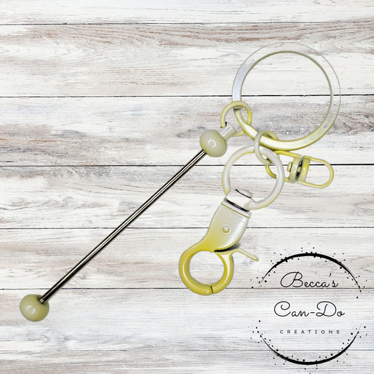 Beadable Keychain Bar - Light Yellow  Iridescent Ombré