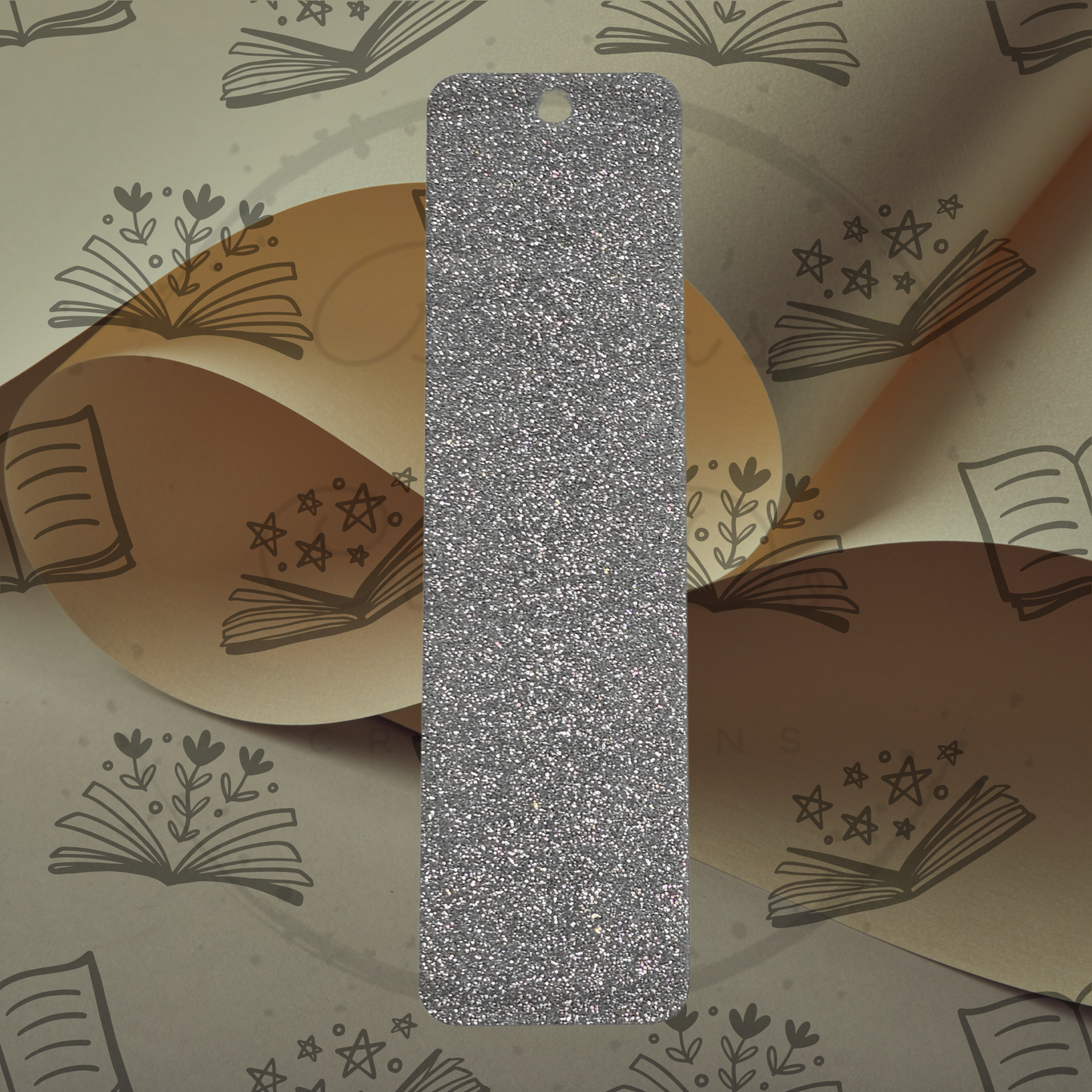 Sliver Glitter Acrylic Bookmark - Square Top