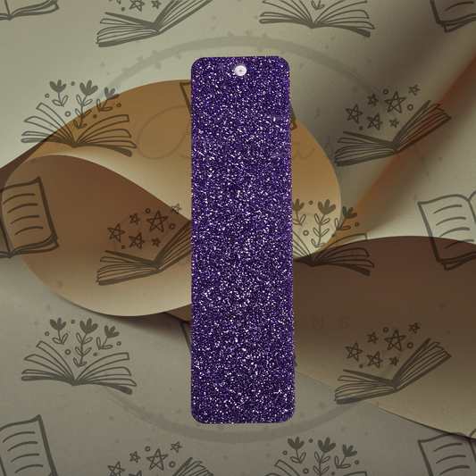 Purple Glitter Acrylic Bookmark - Square Top