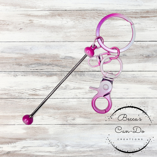 Beadable Keychain Bar - Pink  Iridescent Ombré