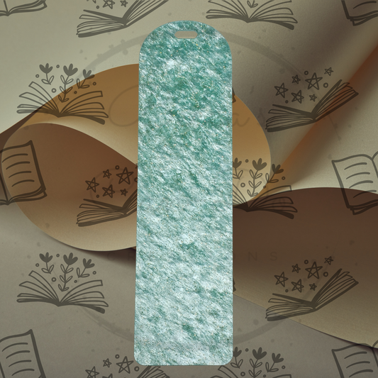 Pearlescent Aquamarine Glitter Acrylic Bookmark - Round Top
