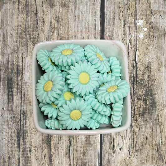 Mint Green Daisy - Silicone Focal Bead