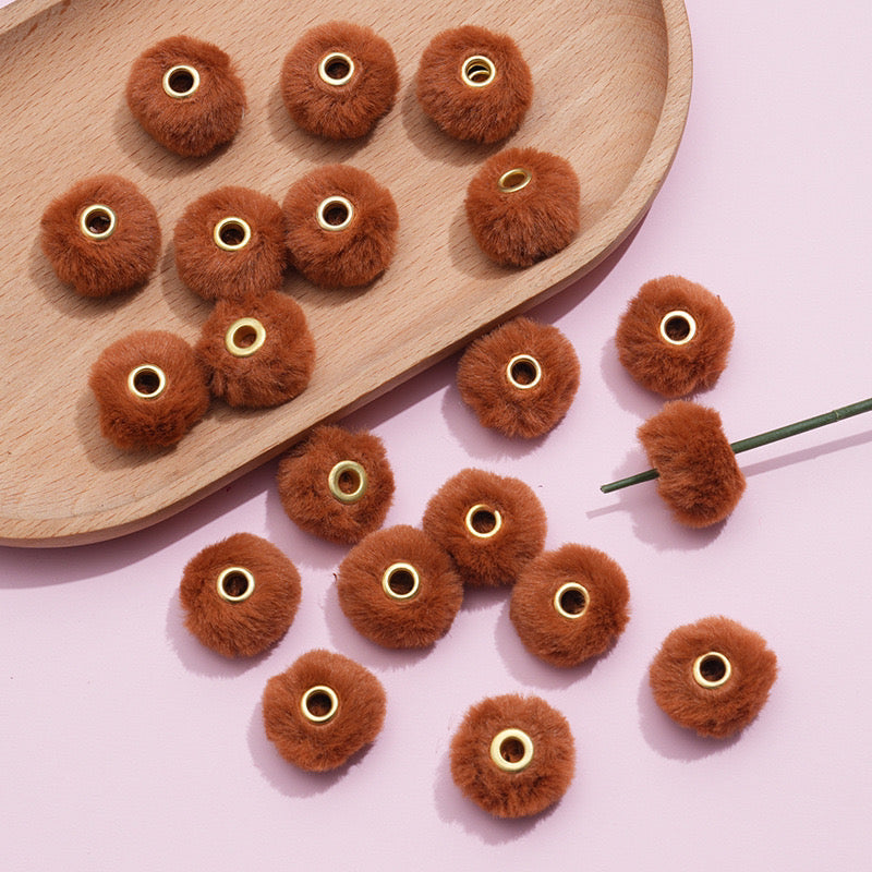 20mm Fluffy Pom Pom Spacers - Large Hole