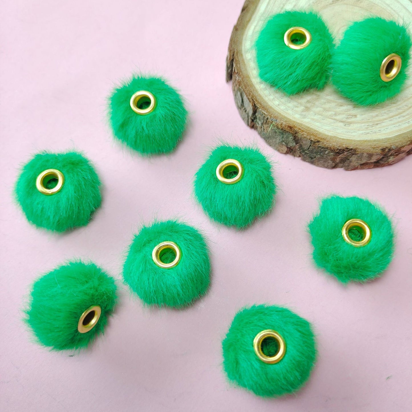 20mm Fluffy Pom Pom Spacers - Large Hole