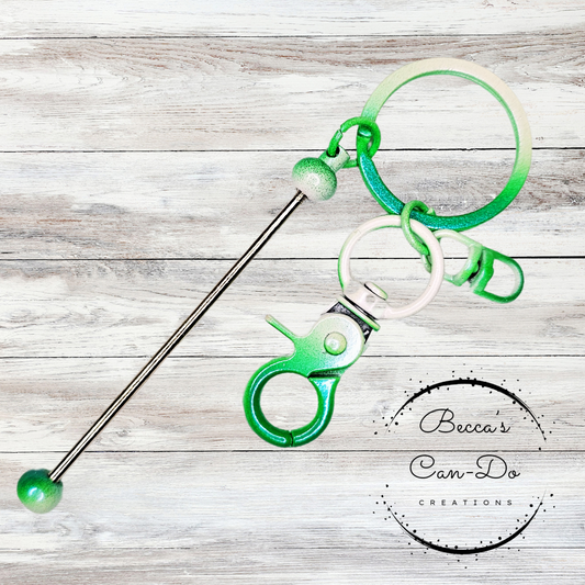 Beadable Keychain Bar - Green  Iridescent Ombré