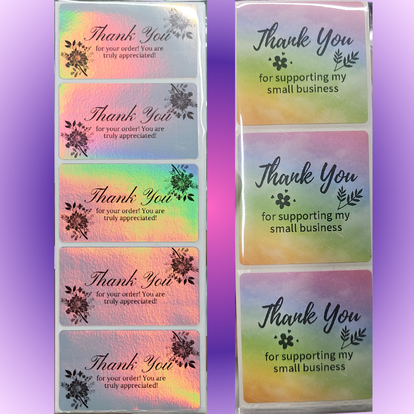 Labels For Small Business - Holographic Silver, Rainbow Gradient