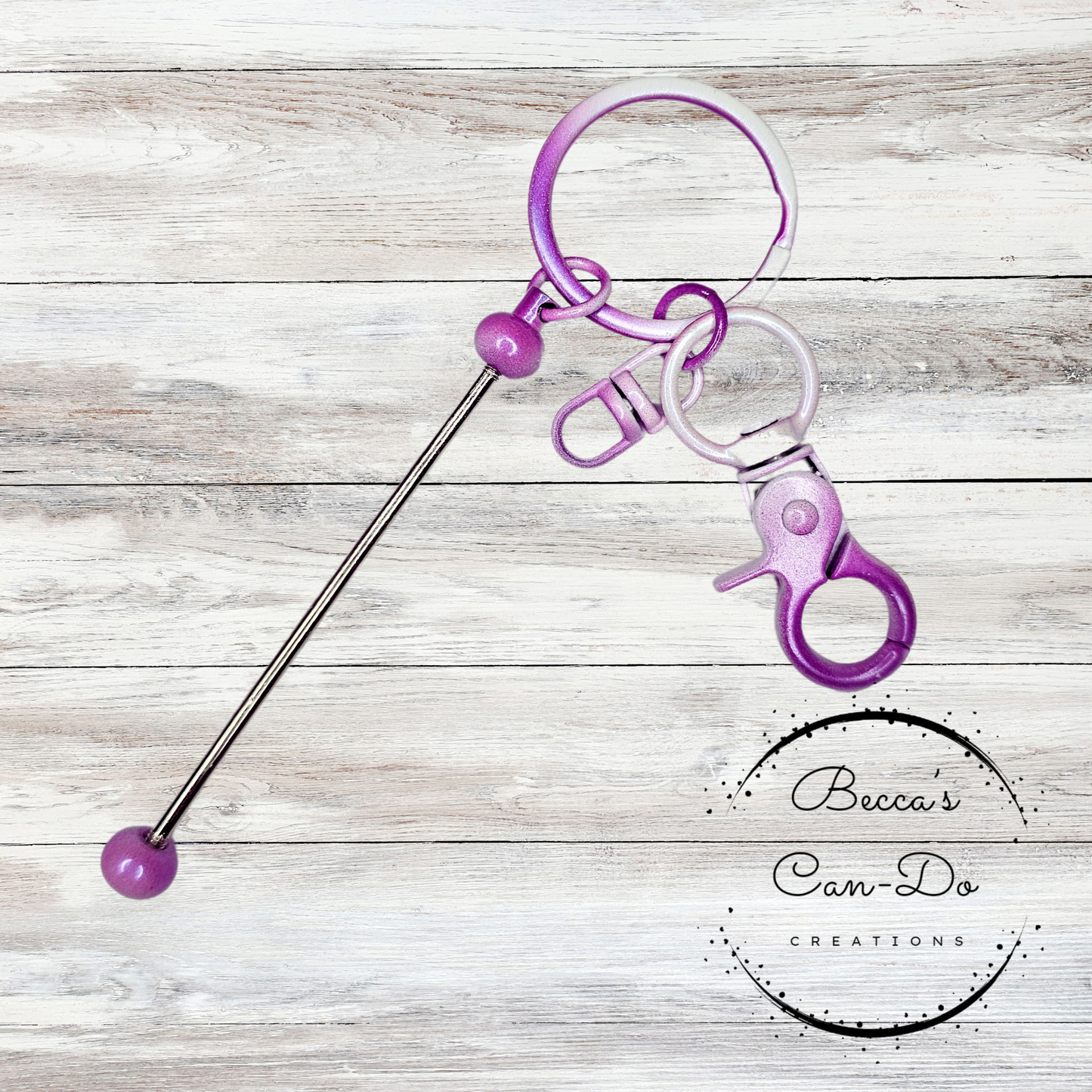 Beadable Keychain Bar - Purple  Iridescent Ombré