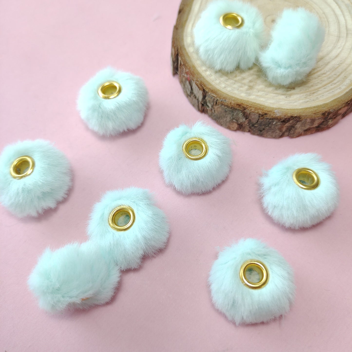 20mm Fluffy Pom Pom Spacers - Large Hole