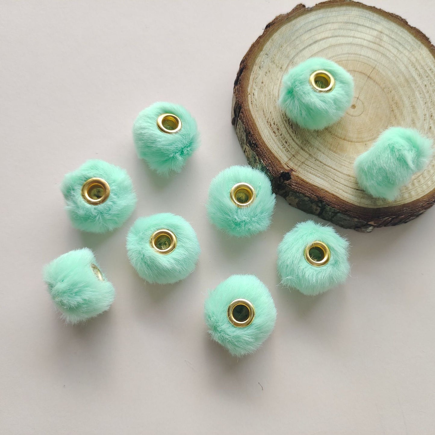 20mm Fluffy Pom Pom Spacers - Large Hole