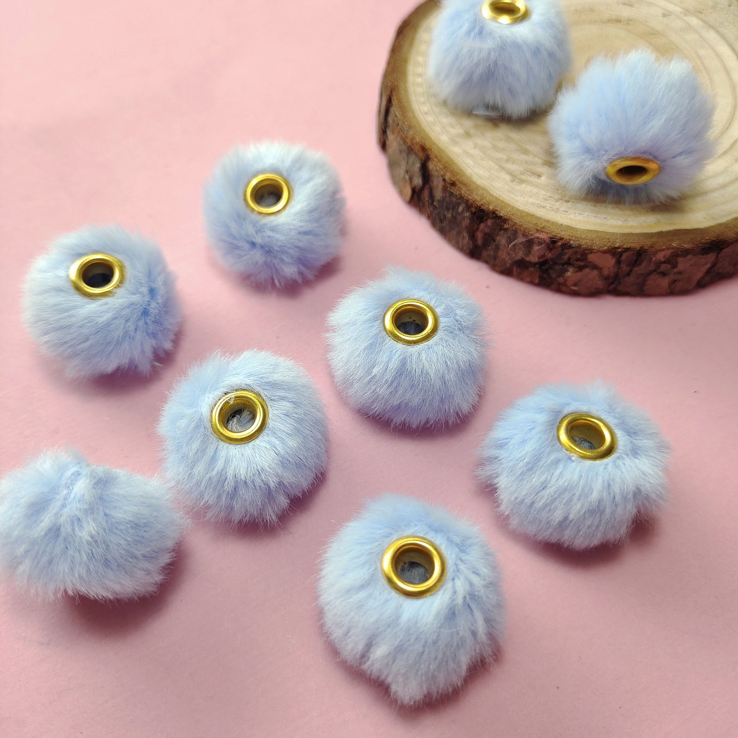 20mm Fluffy Pom Pom Spacers - Large Hole