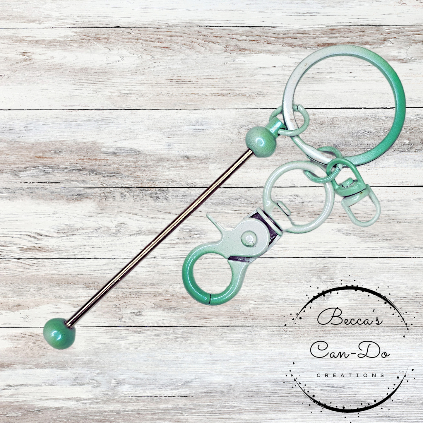 Beadable Keychain Bar - Turquois  Iridescent Ombré