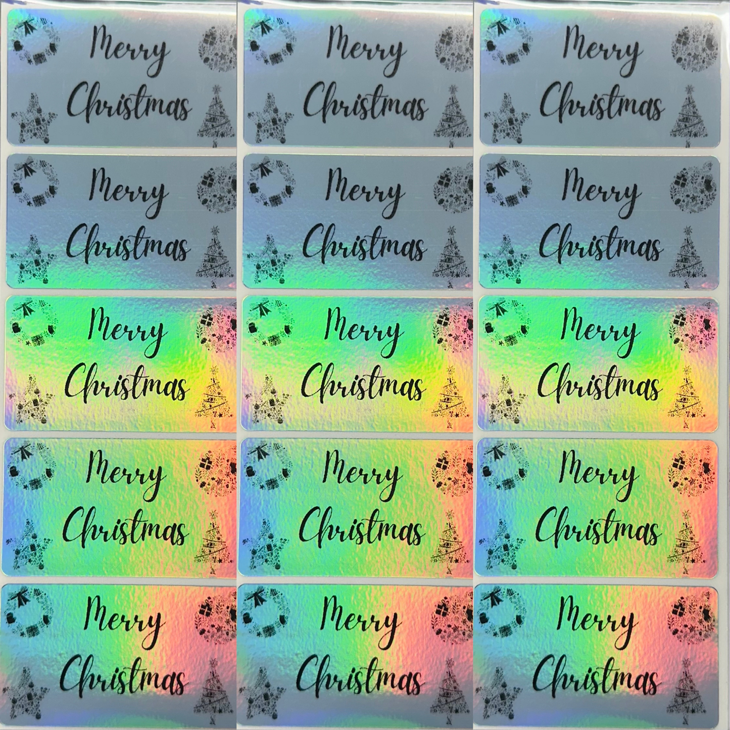 Labels For Small Business - Holographic Silver, Rainbow Gradient