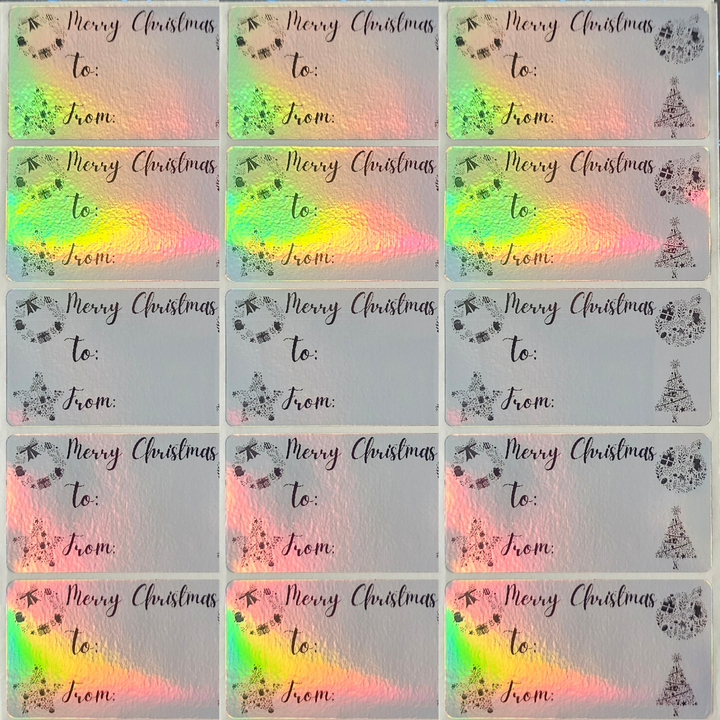 Labels For Small Business - Holographic Silver, Rainbow Gradient