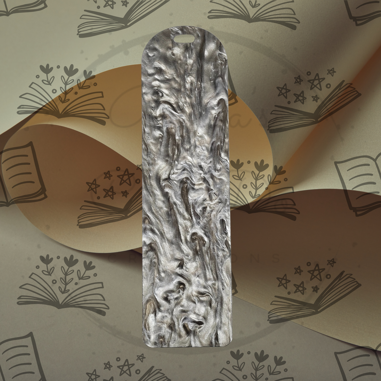 Pearlescent Grey Acrylic Bookmark - Round Top