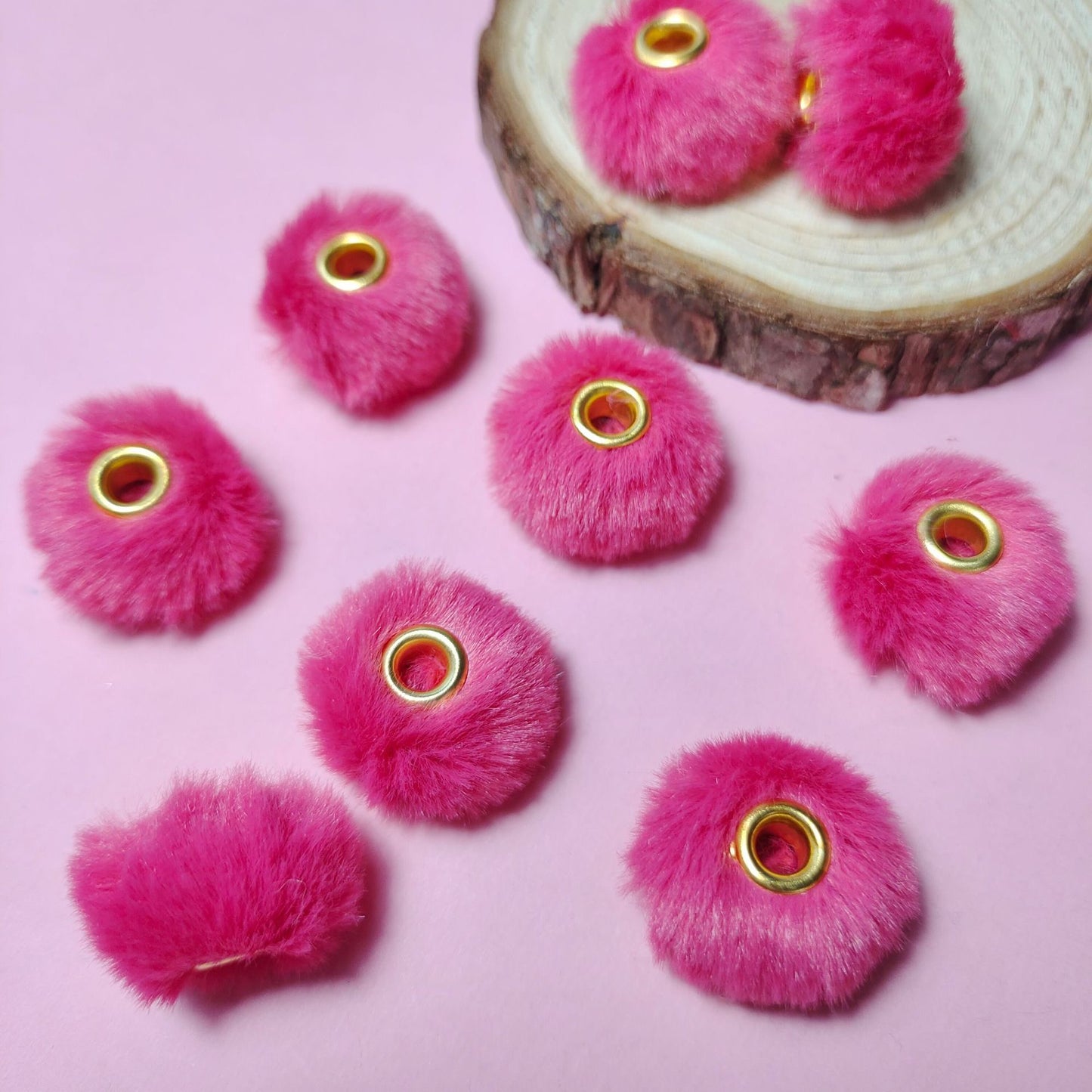 20mm Fluffy Pom Pom Spacers - Large Hole