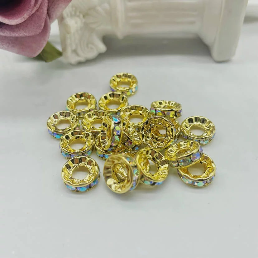 10mm Large Hole Rhinestone Spacer 10pk