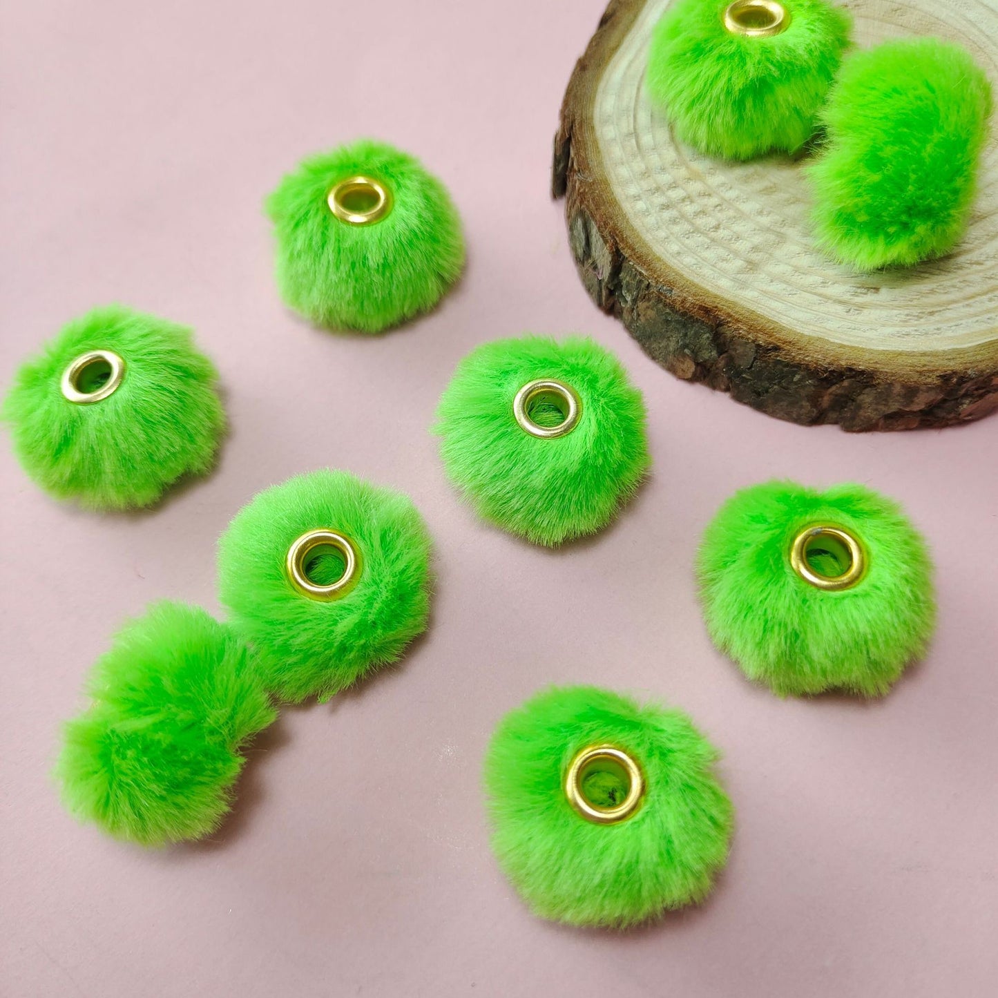 20mm Fluffy Pom Pom Spacers - Large Hole