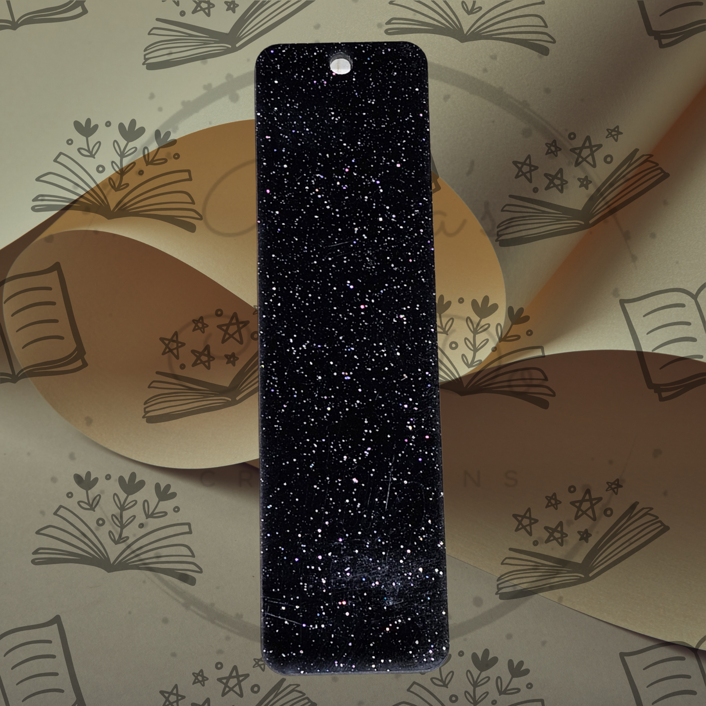Black Glitter Acrylic Bookmark - Square Top