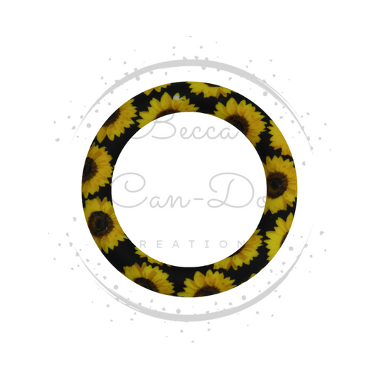 Black Sunflower - 65mm Printed Car Charm