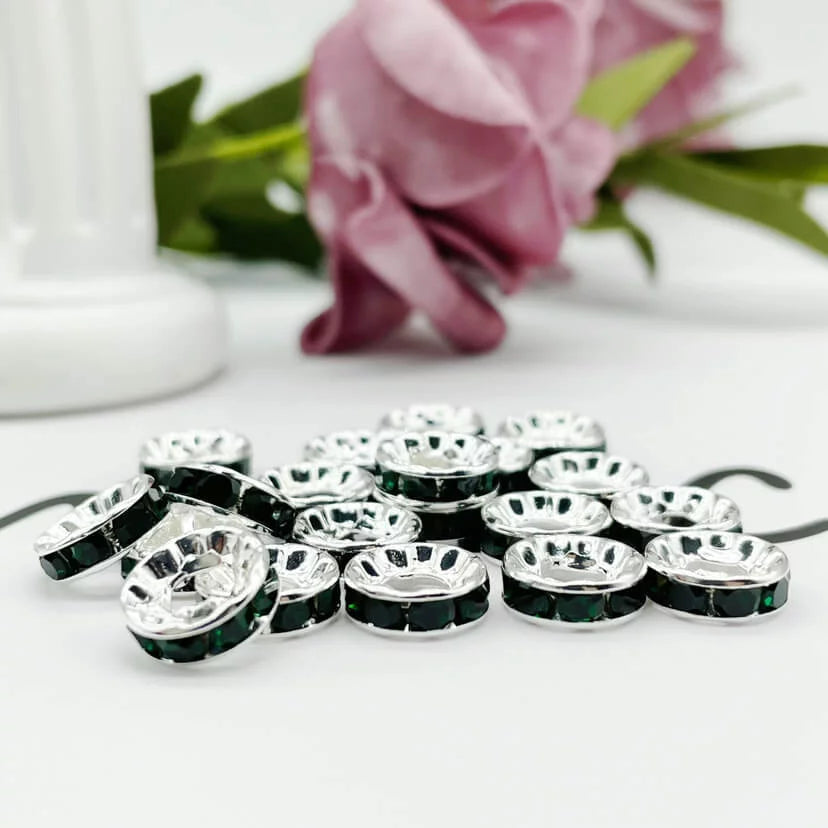 10mm Large Hole Rhinestone Spacer 10pk