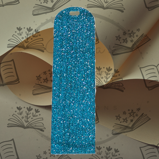 Blue Glitter Acrylic Bookmark -Round Top