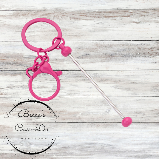 Beadable Keychain Bar - Bright Pink