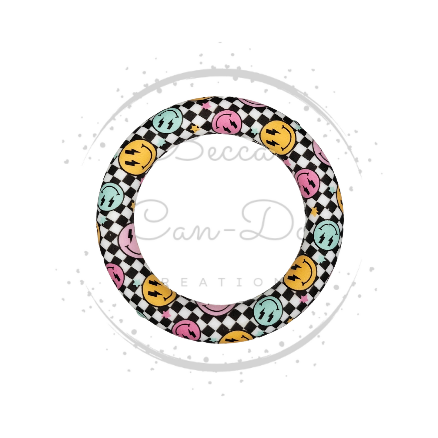 Checkered Smileys - 65mm Printed Car Charm