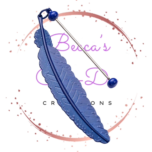 Beadable Feather Bookmark - Dark Blue