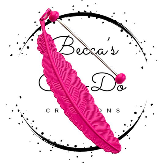 Beadable Feather Bookmark - Dark Pink