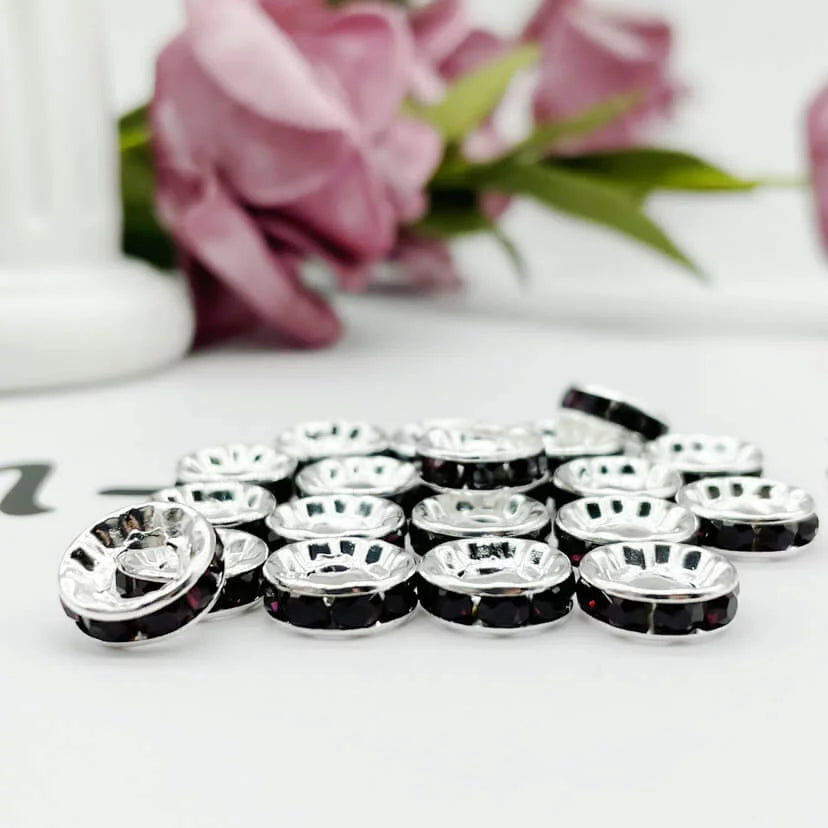 10mm Large Hole Rhinestone Spacer 10pk