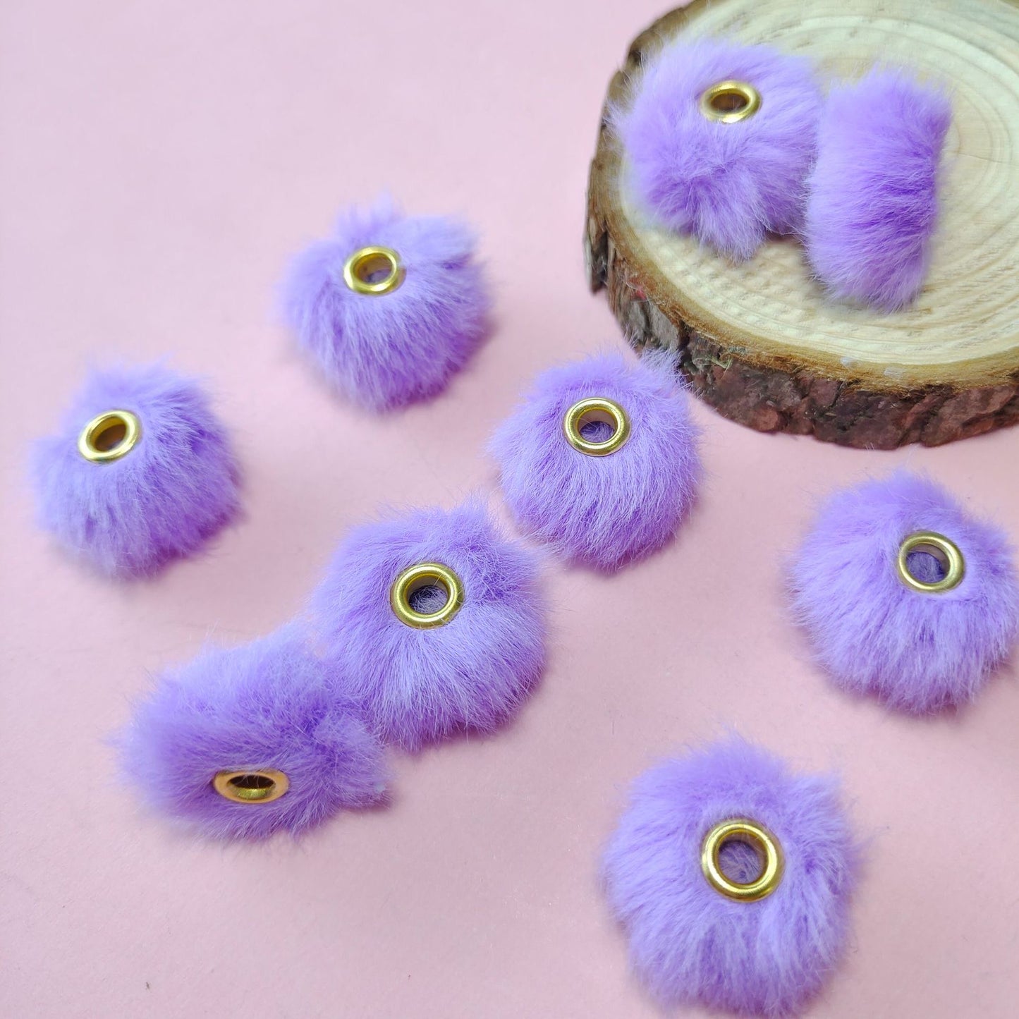 20mm Fluffy Pom Pom Spacers - Large Hole