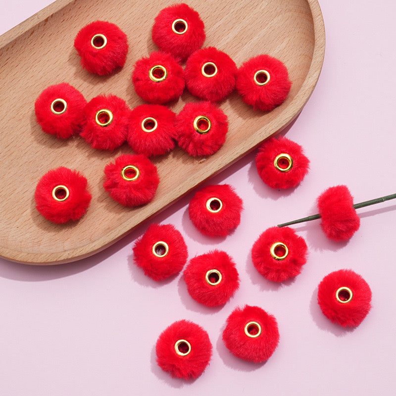 20mm Fluffy Pom Pom Spacers - Large Hole