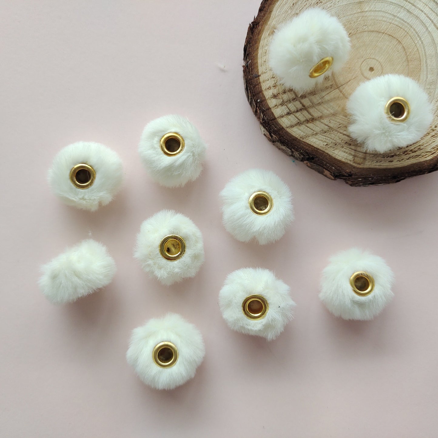 20mm Fluffy Pom Pom Spacers - Large Hole