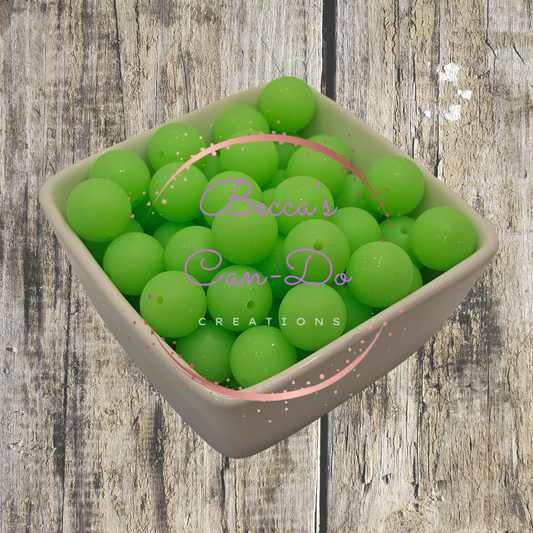 15mm Green Glitter Beads