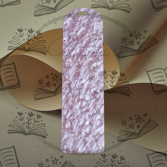 Pearlescent Light Pink Glitter Acrylic Bookmark - Round Top